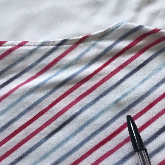 J. Jill Womens Tunic Top Large White Red Blue Stripe Elbow Sleeves Rayon Lyocell - Picture 10 of 10